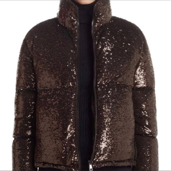 Moncler Sequin Puffer Jacket - Dark Brown